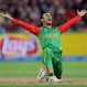 Bangladesh bowler Nasir Hossain celebrates after taking the wicket of New Zealand’s Ross Taylor during their Cricket World Cup Pool A match in Hamilton, New Zealand, Friday, March 13, 2015. (AP Photo/Ross Setford)