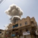 Smoke rises from a house of former Yemeni president Ali Abdullah Saleh after a Saudi-led airstrike in Sanaa, Yemen, Sunday, May 10, 2015. (AP Photo/Hani Mohammed)