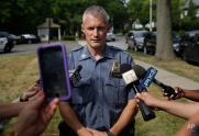 Sgt. Daniel Wilson speaks to reporters about the search for Chelsea O'Donnell in Nyack, N.Y., Tuesday, Aug. 18, 2015. (AP Photo/Seth Wenig)