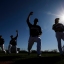 Milwaukee Brewers pitchers and catchers stretch during a spring training baseball workout Sunday, Feb. 21, 2016, in Phoenix. (AP Photo/Morry Gash)